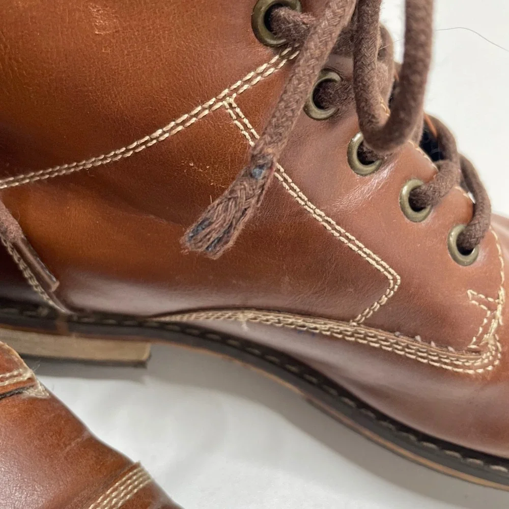 Mountain Creek Mens Brown Faux Leather Cap Toe Lace Up Combat Chukka Boots 9.5 M